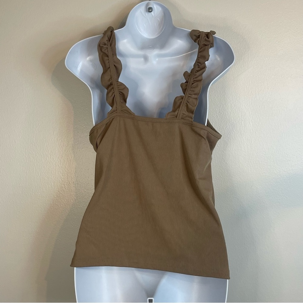 Ribbed Ruffle Sleeve Tank Top - Picture 4 of 4